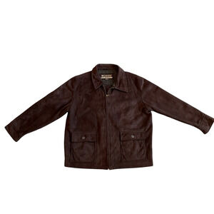 Vintage Columbia Jacket Men's XXL Brown Suede Full Zip Bomber Sherpa Lined Coat